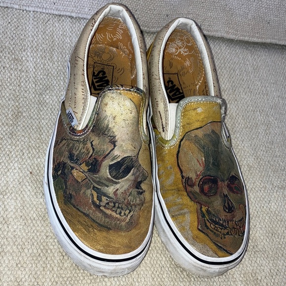 Van Gogh Museum Vans Slip-On canvas Sneakers Skull Art size 7 men’s 8.5 women’s - Picture 2 of 16